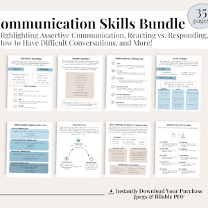 Communication Skills Bundle, How to Have Difficult Conversations, Assertive Communication,  Reacting vs. Responding, Therapist Resources