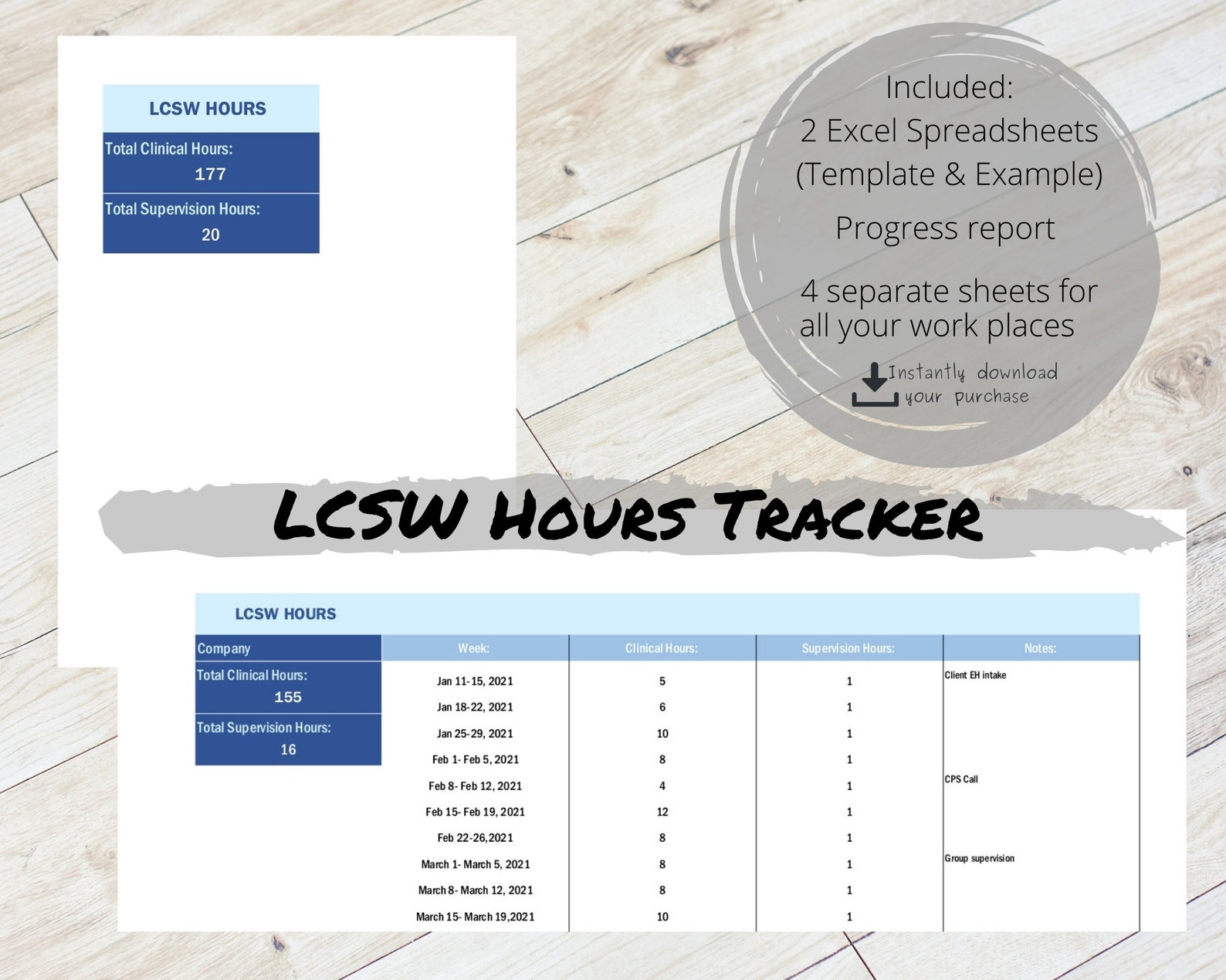 LCSW Hour Tracker Social Worker Hour Tracker Track LCSW Etsy