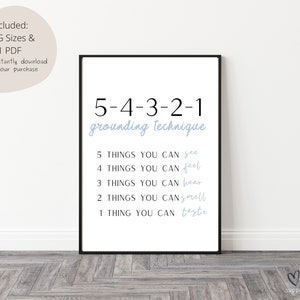 Grounding Exercises Poster 5 Senses Coping Skills Therapist Etsy