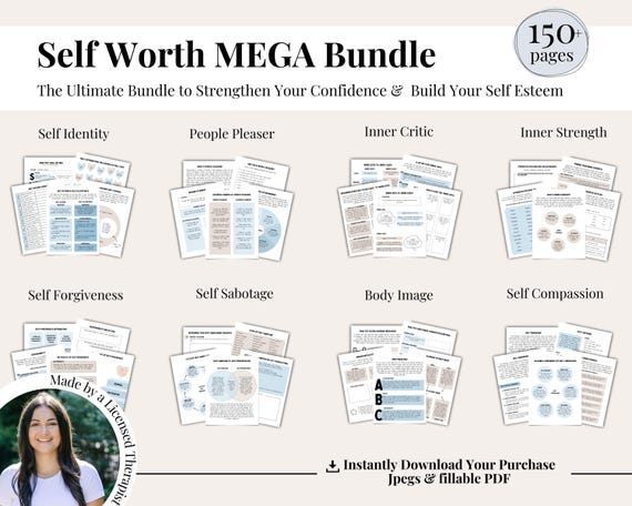 Self Worth Worksheets Bundle: Self Esteem & Confidence (PDF)