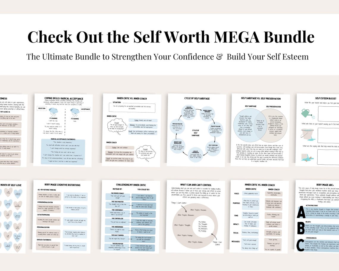 Self-forgiveness Worksheets, Therapy & Journaling Printables, Therapy ...