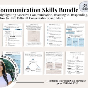 Communication Skills Bundle, How to Have Difficult Conversations, Assertive Communication,  Reacting vs. Responding, Therapist Resources