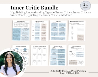 Inner Critic Workbook: Taming Negative Self-Talk (PDF & JPEGs)