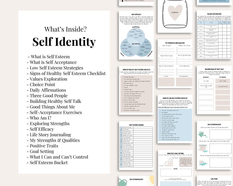 Self Worth Worksheets Bundle: Self Esteem & Confidence (PDF) - Etsy