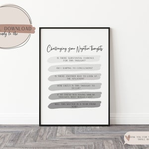 CBT Negative Thoughts Printable: Therapy Office Decor (Digital Download)