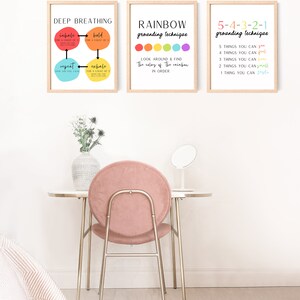 Grounding Exercise Print: Deep Breathing, Rainbow Technique (Digital Download) image 2