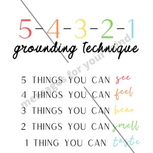 Grounding Exercise Print: Deep Breathing, Rainbow Technique (Digital Download) image 4