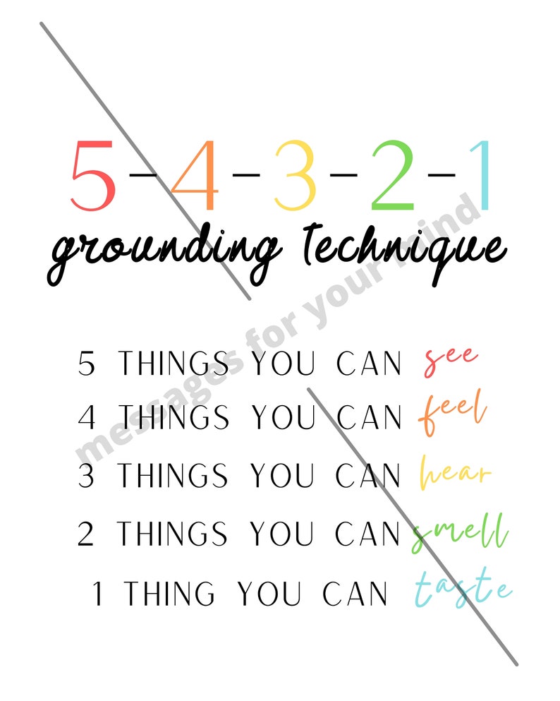 Grounding Exercise Print: Deep Breathing, Rainbow Technique (Digital Download) image 4