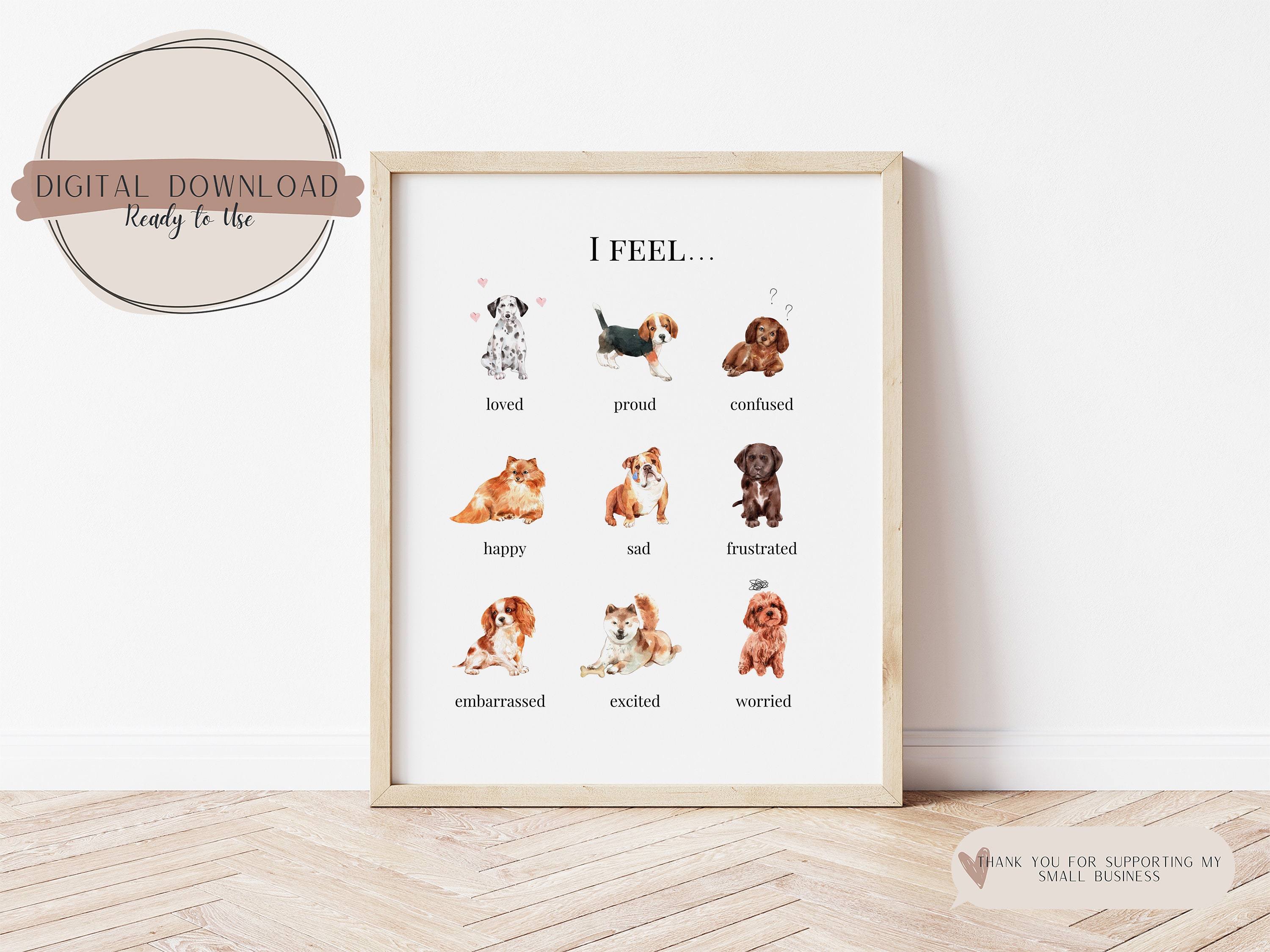 Feelings Poster Dog Feelings Chart Dog Wall Art Mental Health Poster Il Fullxfull.3812542465 Onck
