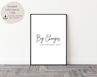 Mental Health Quote Print: Big Changes, Small Steps (Digital Download)