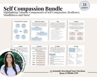 Self-Compassion Workbook: Therapy Journal, Affirmations (PDF)