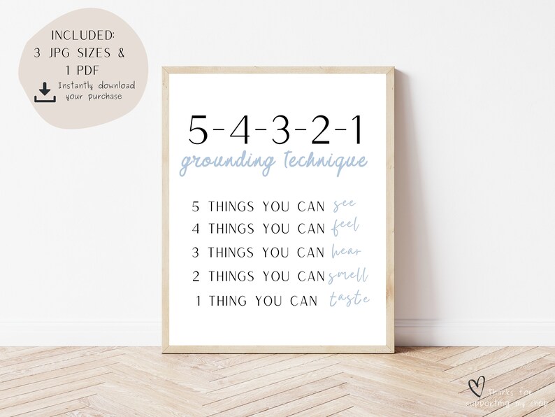 Grounding Exercises Poster 5 Senses Coping Skills Therapist Etsy Grounding Exercises Poster 5 Senses Coping Skills Therapist Etsy