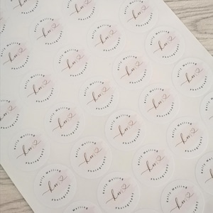Kreisförmige Aufkleber 37 mm, A4 Bögen, matt, Logo Aufkleber, Aufkleber personalisiert, bedruckt, runde Aufkleber, Verpackung, Kartonverschluss