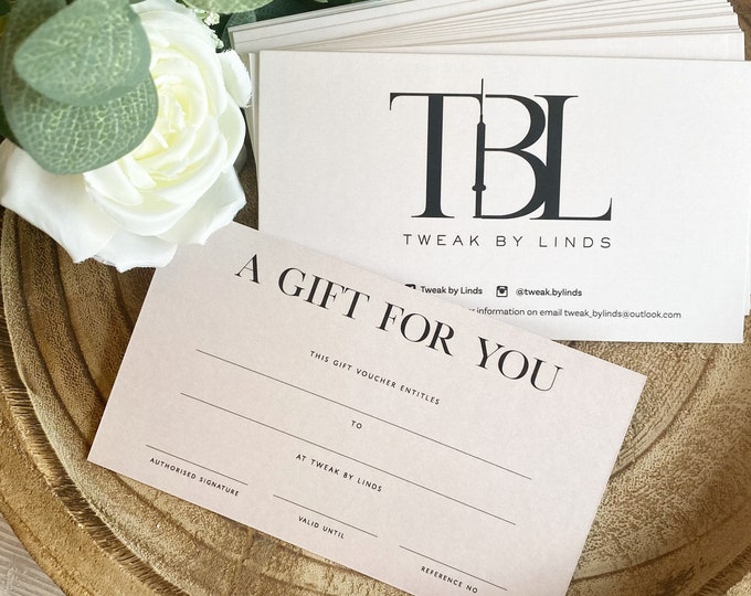 Customizable Gift Vouchers, Business Stationery, Printed on 300gsm Card Stock