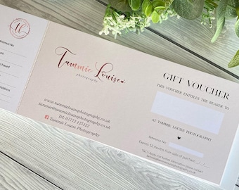 Custom Photography Gift Voucher, Photographer Voucher, Logo Design