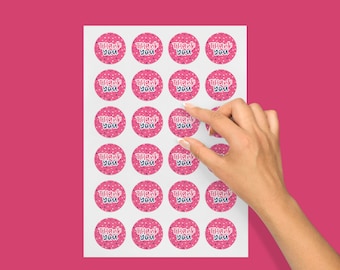 Adesivos rosa de agradecimento, adesivos foscos para embalagens, 37 mm (35 unidades por folha)
