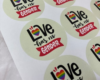 Pride Stickers, Love Has No Gender, Matte Finish (A4 Sheet)