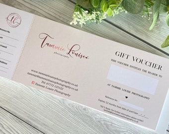 Custom Photography Gift Voucher Book, Personalized Photographer Vouchers