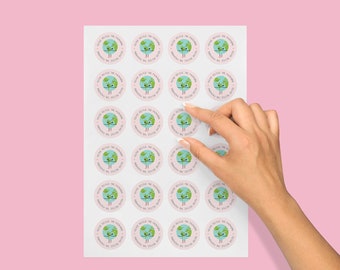 Eco Friendly Stickers, Recycle Packaging, Matte Pink Earth Design