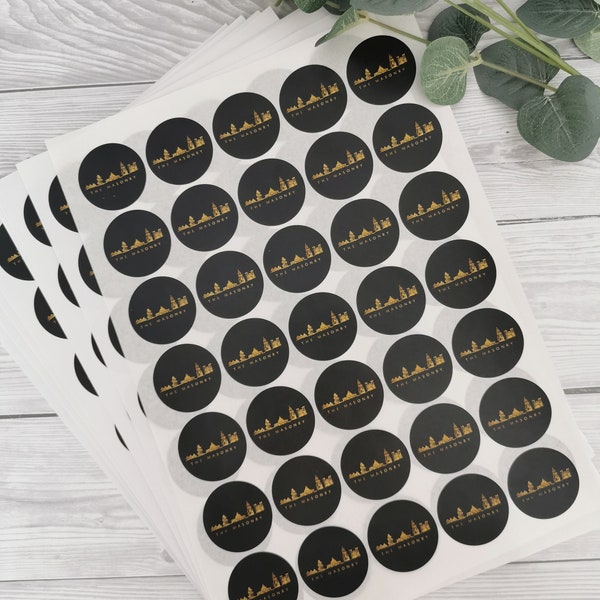 Circular 37mm stickers, a4 sheets, matte finish, logo stickers, personalised stickers, printed, round stickers, packaging, box sealing