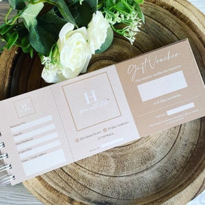 Gift vouchers for beauty businesses, aesthetics voucher, custom logo, beautician vouchers, nail technician vouchers, custom gift vouchers