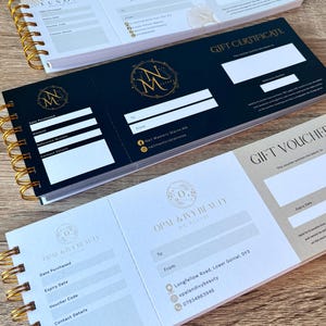 Gift vouchers for beauty businesses, aesthetics voucher, custom logo, beautician vouchers, nail technician vouchers, custom gift vouchers