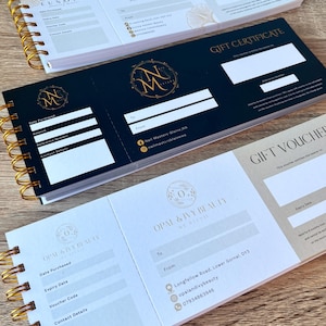 Gift vouchers for beauty businesses, aesthetics voucher, custom logo, beautician vouchers, nail technician vouchers, custom gift vouchers
