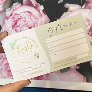 Loose Gift Vouchers, Business Gift Vouchers, Customisable Gift Voucher, Gift Voucher Printing, Gift Voucher Design, Business Stationery
