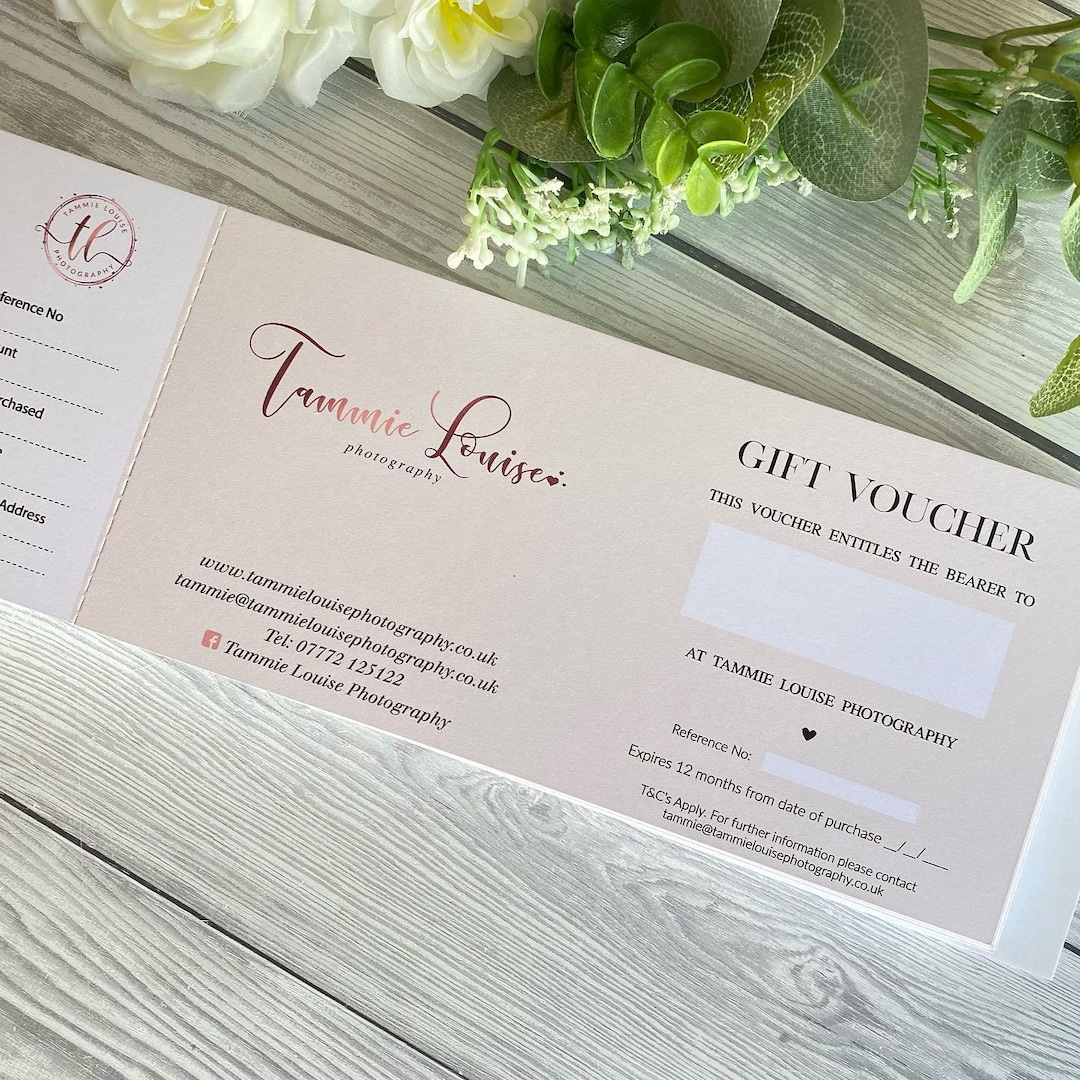 Gift Vouchers for Photographers, Photography Voucher, Custom Logo