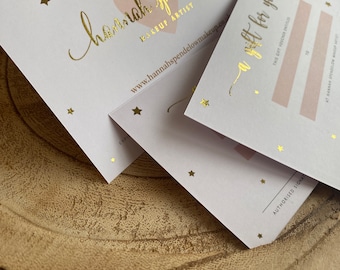 50 Gold Foil Gift Vouchers, Custom Business Vouchers, Luxury Design