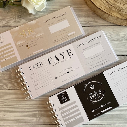 Chèques-cadeaux personnalisés pour salon de beauté, logo personnalisé