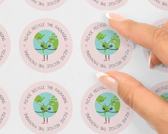 Pink Recycle Packaging Stickers, Eco Friendly, Matte Stickers