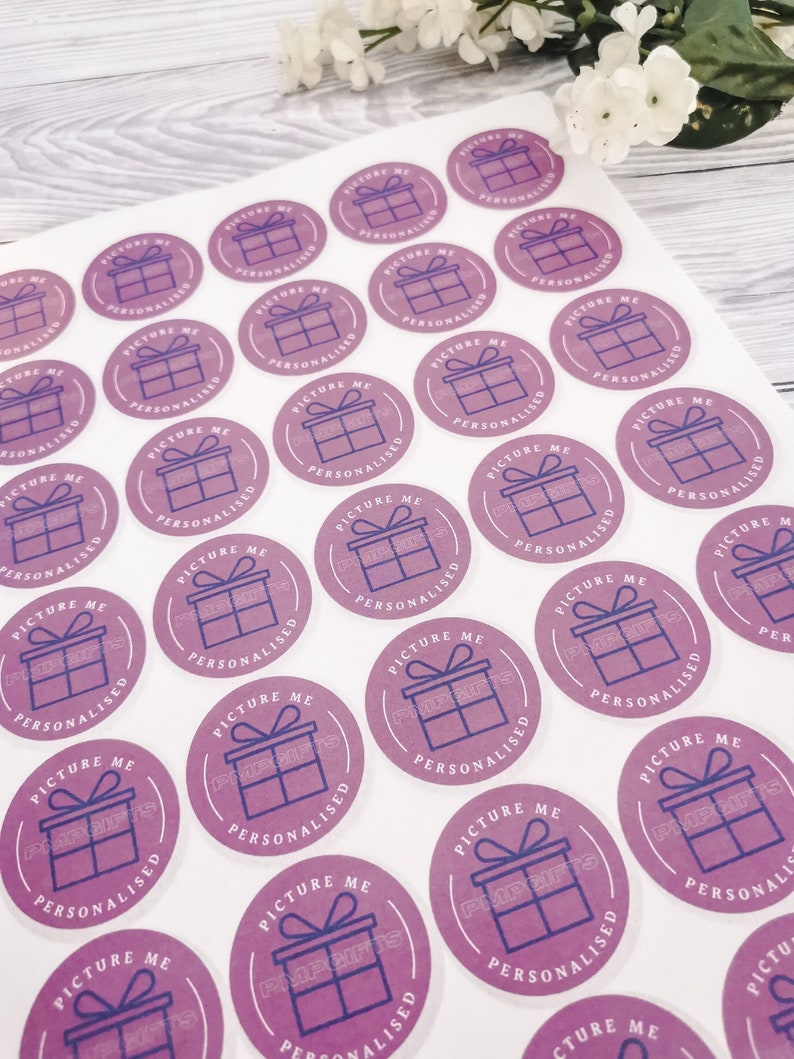 Circular 37mm stickers, a4 sheets, matte finish, logo stickers, personalised stickers, printed, round stickers, packaging, box sealing image 5