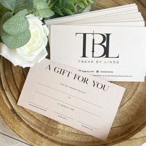 Loose Gift Vouchers, Business Gift Vouchers, Customisable Gift Voucher, Gift Voucher, Gift Voucher Design, Business Stationery, Mother's Day