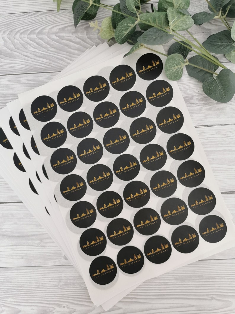 Circular 37mm stickers, a4 sheets, matte finish, logo stickers, personalised stickers, printed, round stickers, packaging, box sealing image 1