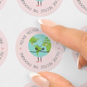 Pegatinas reciclables de color rosa para embalaje, acabado mate, pegatinas ecológicas, pegatinas para embalaje, impresas, pegatinas redondas, embalaje, sello de caja