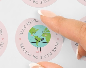 Recycle Packaging Stickers, Matte Finish, Eco Friendly, 37mm (35/Sheet)
