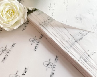 100 Branded packaging sheets for wrapping or display. Repeat logo print, multiple sizes.