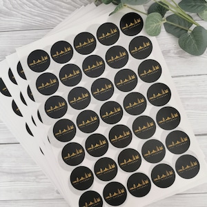 Ronde stickers van 37 mm, a4-vellen, matte afwerking, logostickers, gepersonaliseerde stickers, gedrukt, ronde stickers, verpakking, doosafdichting