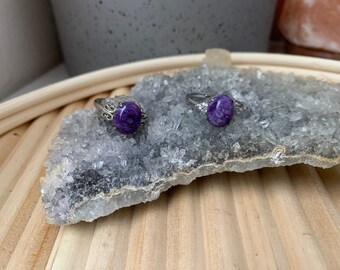 Charoite Ring Statement Jewelry Statement Ring 925 Sterling Silver Ring Gifts for her Birthstone Jewelry Boho Rings