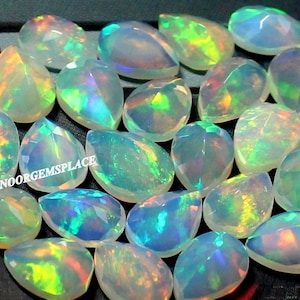 Natural Ethiopian Opal Cut AAA Opal Faceted 7x9 MM Fire Opal 5 pieces Lot