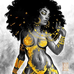 Impression d&#39;art en feuille d&#39;or Oshun Goddess