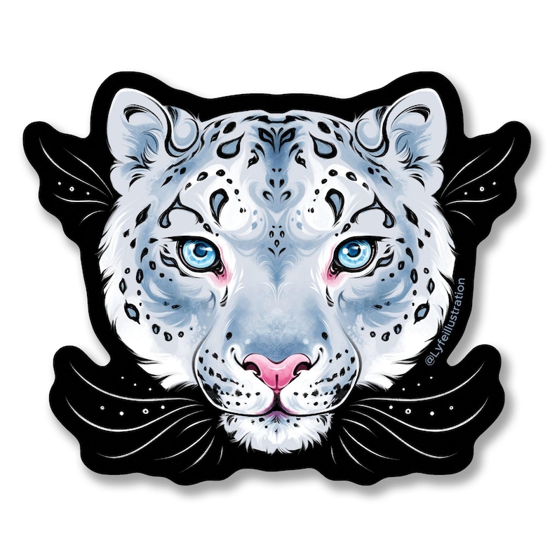 Silver Snow Leopard Sticker image 1