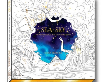 Sea to Sky - Large Astrology Art & Coloring Book - Gold Foil Cover Gilded Thick 100+ Pages - Adult Teen Coloring Pages - Lyfe Illustration