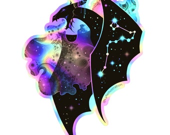Holographic Galaxy Dragon Sticker