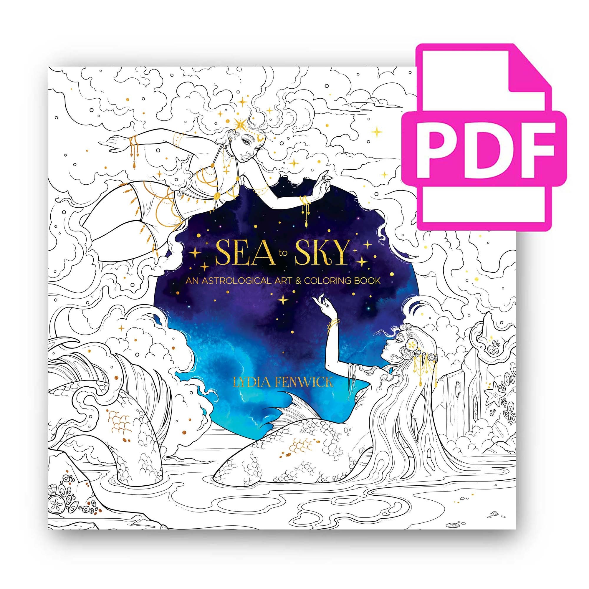 Sea to Sky Libro para colorear de astrología Digital Deluxe – Más de 100 páginas de arte del zodiaco para adultos y adolescentes (PDF + PNG)