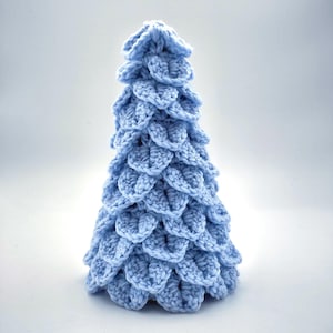 Sky Blue Crocheted Christmas Tree - Handmade Holiday Centerpiece for Tabletop Seasonal Decor