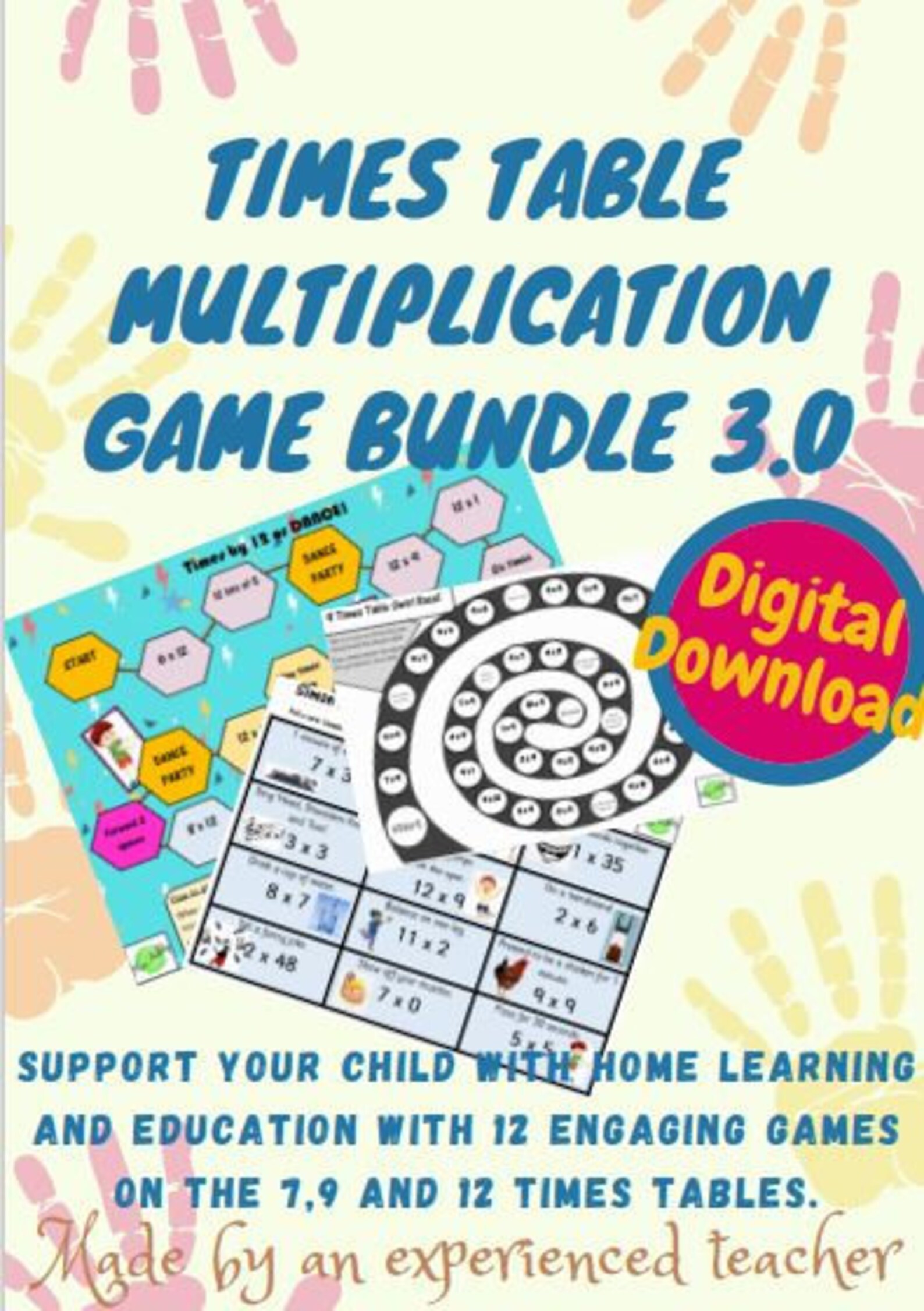 Times Table Multiplication Maths Games Bundle Learn 7, 9, 12 Times
