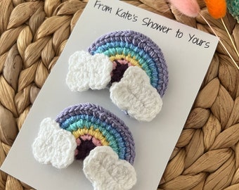 Rainbow Macrame Hair Clips for Party Favors | Unique Baby Shower Gifts | Macrame Wedding Favors | Macrame Baby Shower Favors for Guests