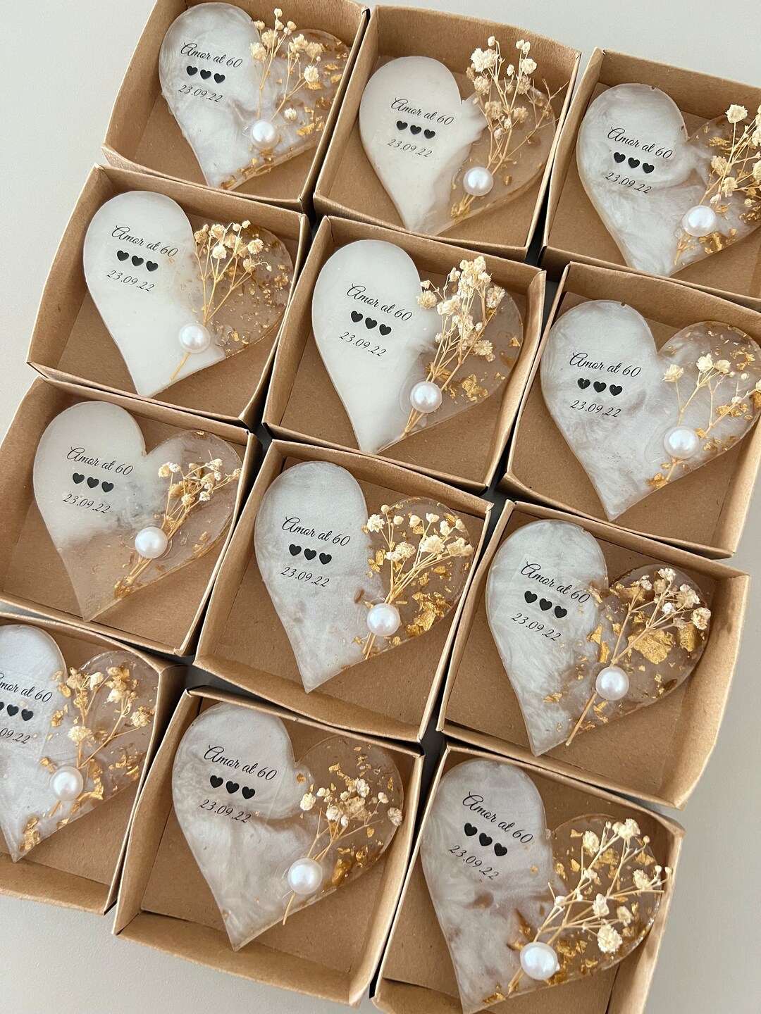 Neoflavie 12 Set Bridal Shower Party Favors Bamboo Heart